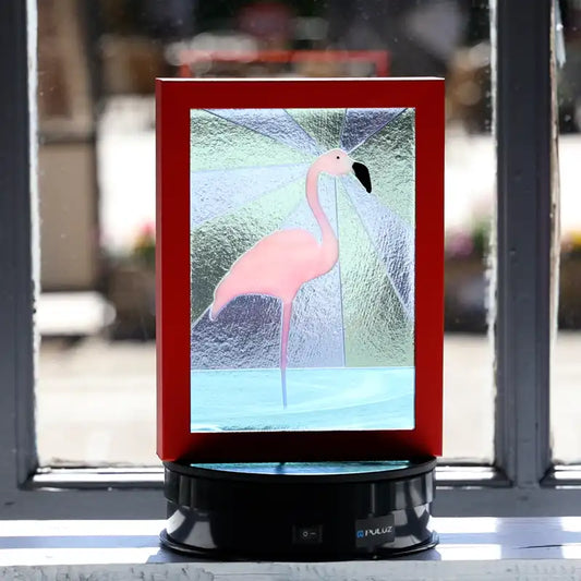 Glaskunst Flamingo in Witte Lijst
