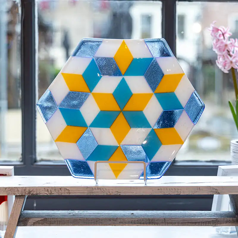 Geometrische schaal - Blauw Geel | groot