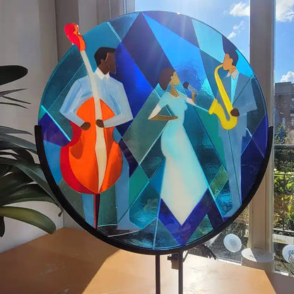 Jazzclub Ambiance in Glas – Uniek Handgemaakt Kunstwerk - VERKOCHT