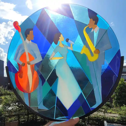 Jazzclub Ambiance in Glas – Uniek Handgemaakt Kunstwerk - VERKOCHT