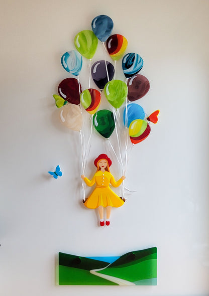 Unieke Glaskunst Muurinstallatie – A little girls dream