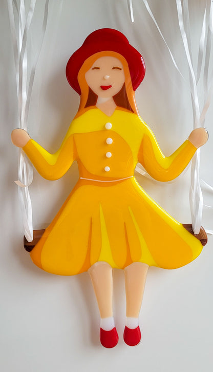 Unieke Glaskunst Muurinstallatie – A little girls dream