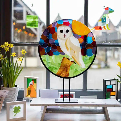 Kerkuil van glas op standaard - SOLD