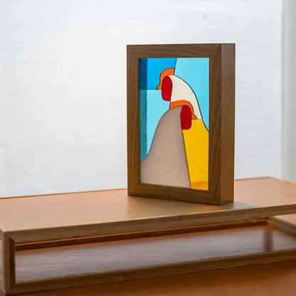 Kippen in lijst - Blauw Geel - Sold