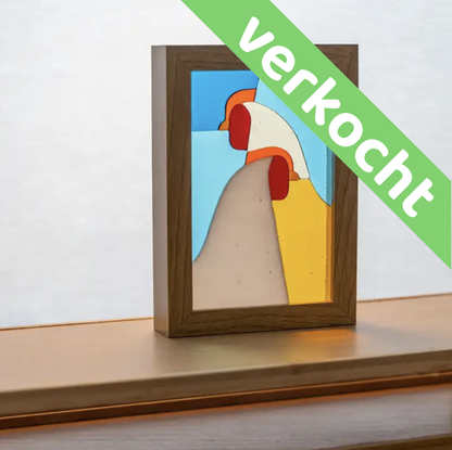 Kippen in lijst - Blauw Geel - Sold