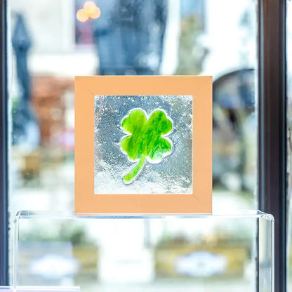 Klavertjevier - glaskunst in lijst - Nieuwe kleur