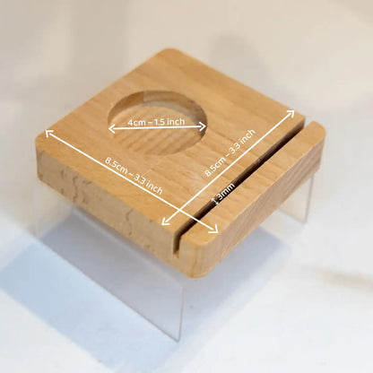 Houten steun voor 3mm glas met waxinelichtje