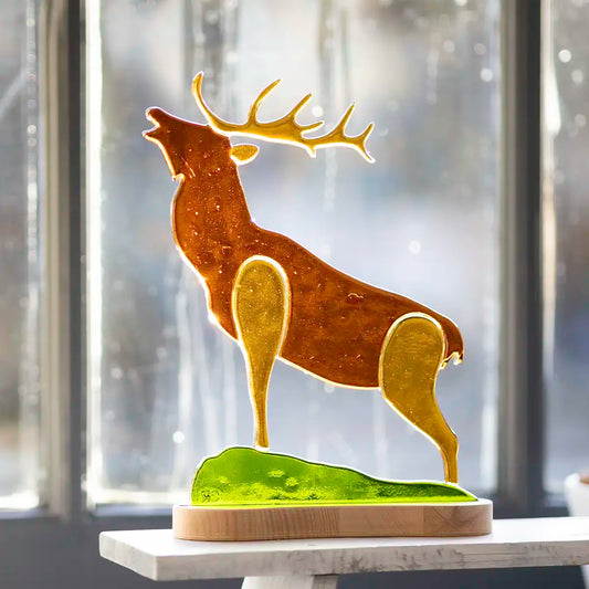 Bellowing Deer - Glass Art Sculpture