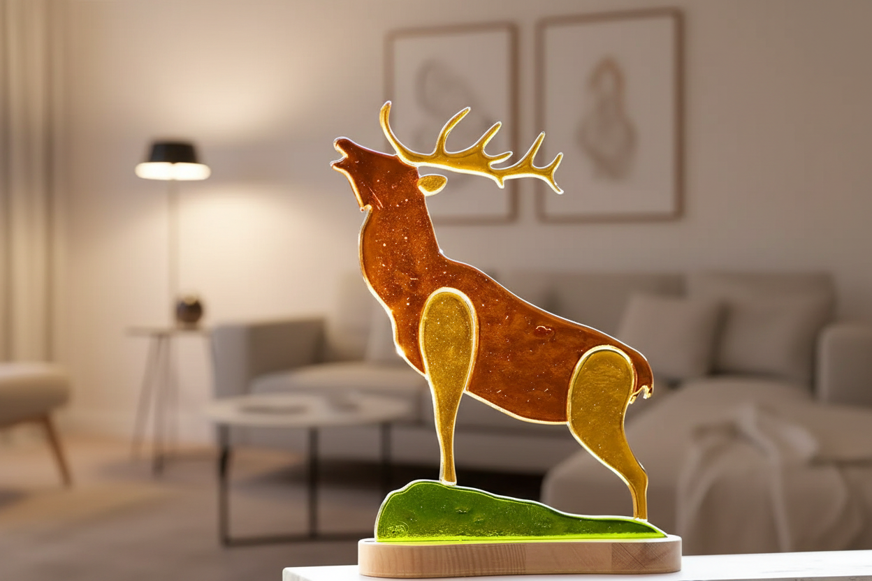 Burlend hert glaskunst in Scandinavisch interieur